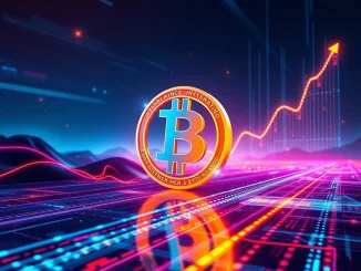 Bitcoin Hyper logo overlaid on a background depicting fast digital transactions and a rising financial chart, symbolizing the success of the crypto presale.