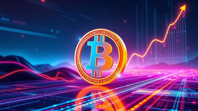 Bitcoin Hyper logo overlaid on a background depicting fast digital transactions and a rising financial chart, symbolizing the success of the crypto presale.