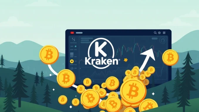 A visual representation of significant Bitcoin inflows surging into a crypto exchange, highlighting the recent spike observed on Kraken.