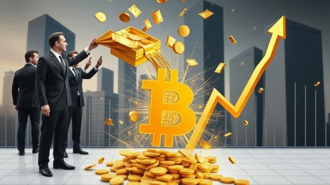 Institutional capital flowing into Bitcoin, symbolizing a shift in Bitcoin institutional adoption and the end of traditional market cycles.