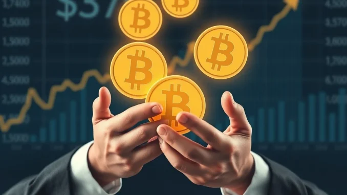 Executives review charts showing a massive surge in Bitcoin institutional buying, highlighting the growing corporate adoption of BTC as a treasury asset.