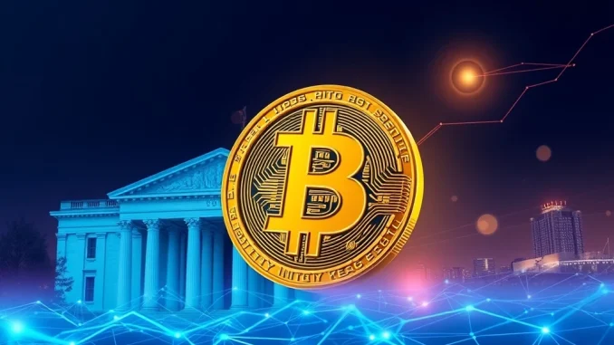 Bitcoin News Today: Unveiling Crucial Institutional Recognition A digital representation of Bitcoin gaining institutional recognition, with financial symbols and the ECB logo in the background, reflecting its growing legitimacy in the financial world.