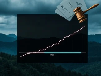 A digital graph illustrating the Bitcoin Kimchi Premium dropping below zero, symbolizing the significant shift in South Korea's crypto market due to new regulations.
