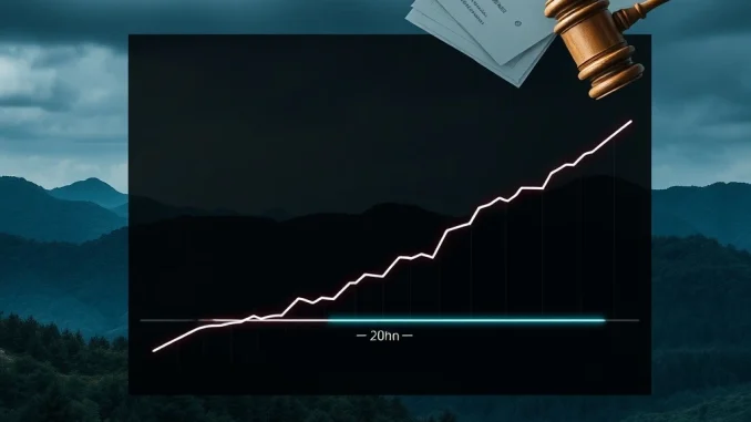 A digital graph illustrating the Bitcoin Kimchi Premium dropping below zero, symbolizing the significant shift in South Korea's crypto market due to new regulations.