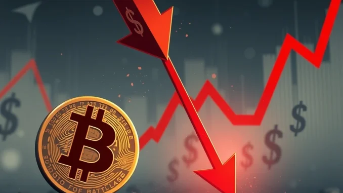 An illustration depicting a significant financial setback, symbolizing the devastating Bitcoin liquidation event for AguilaTrades.