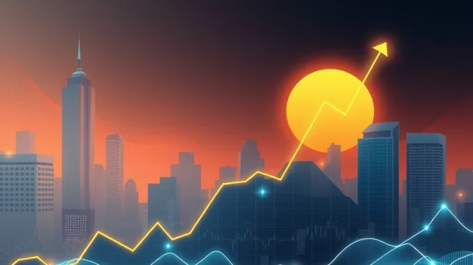 Bitcoin icon rising on a financial chart, symbolizing its surge and the impact of institutional adoption on the crypto market.