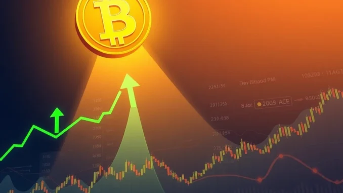 Bitcoin's Impending Surge: Why Market Euphoria Awaits A Bitcoin chart showing an upward trend with an overlay indicating market sentiment, signaling the potential for Bitcoin market euphoria.