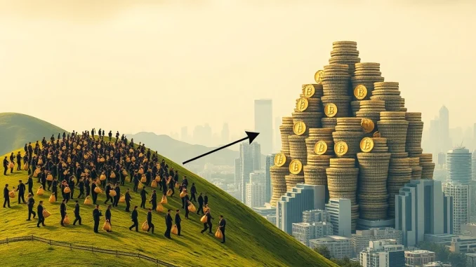 Chart showing a dramatic shift in Bitcoin market dynamics, with institutional Bitcoin accumulation dominating over retail, signaling a new era.