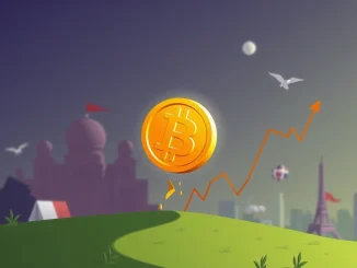 A chart illustrating a sharp Bitcoin price drop, showing the impact of crypto liquidations and broader geopolitical uncertainties on the market.