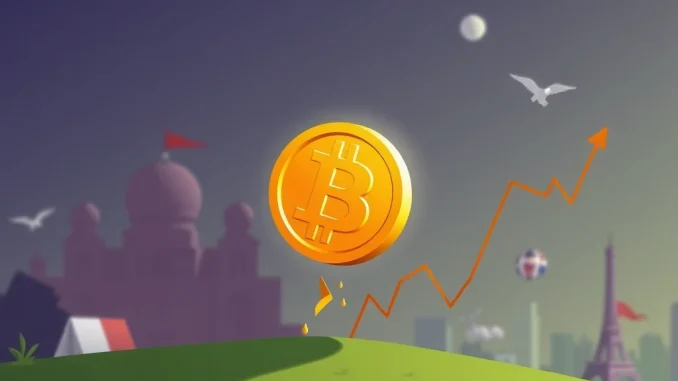 A chart illustrating a sharp Bitcoin price drop, showing the impact of crypto liquidations and broader geopolitical uncertainties on the market.