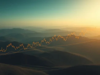 A complex financial chart illustrating Bitcoin's price, an 'air gap' zone, and converging cross-asset volatility, hinting at an imminent Bitcoin market shift.