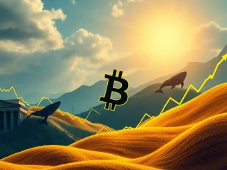 Visualizing key Bitcoin market trends with charts and symbols, highlighting price movements and crucial factors impacting BTC.