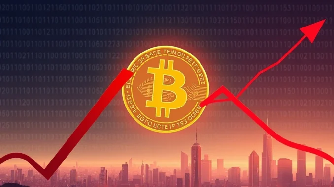 A sharp decline on a Bitcoin price chart, reflecting recent market volatility and a significant $1.2 billion transfer.