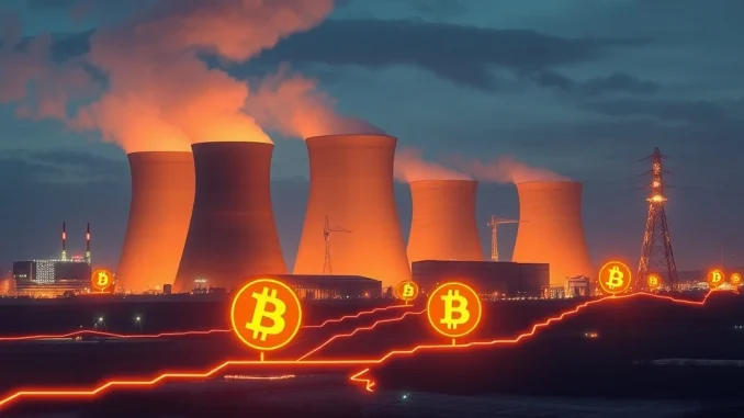 France's nuclear power plant channeling surplus energy for Bitcoin mining, symbolizing the nation's innovative approach to crypto integration.