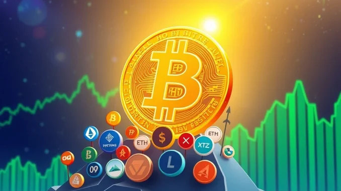 A vibrant chart showing Bitcoin's stability leading to an anticipated altcoin recovery, highlighting key Bitcoin news for investors.