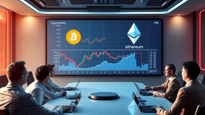 Bitcoin News Today: Corporate Treasuries Fuel $7.8B Crypto Buying Frenzy Corporate executives analyzing Bitcoin and Ethereum market trends in a high-tech boardroom.