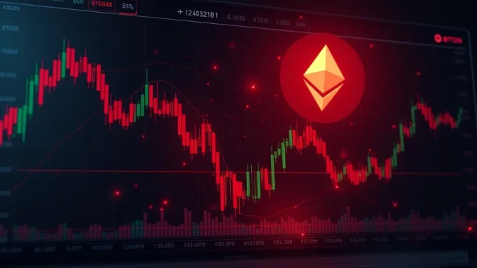 Bitcoin price crash with $560 million crypto liquidations shown on trading charts