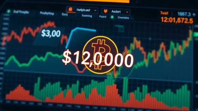 Bitcoin price chart hovering near $120,000 with Fed policy impact
