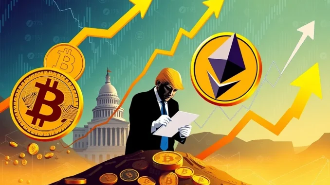 Visualizing the monumental surge in the crypto market, highlighting Bitcoin News and the impact of institutional adoption and new policies.