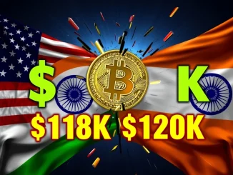 Bitcoin price volatility amid U.S.-India trade tensions with key $118K and $120K levels