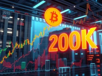 Chart showing Bitcoin options activity with a large bet targeting $200K, symbolizing institutional confidence in Bitcoin's future price.