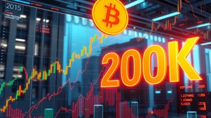 Chart showing Bitcoin options activity with a large bet targeting $200K, symbolizing institutional confidence in Bitcoin's future price.