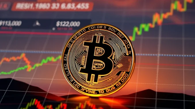 Bitcoin price chart showing a key resistance level at $122,000, illustrating the Power Law model's prediction for future BTC resistance.