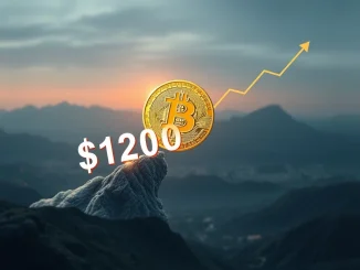 A digital representation of Bitcoin surging past the $120,000 mark, symbolizing the monumental BTC price rally and market growth.