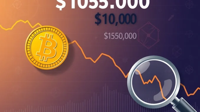 Bitcoin price chart illustrating a potential decline towards a critical $105K support zone, highlighting market analysis.