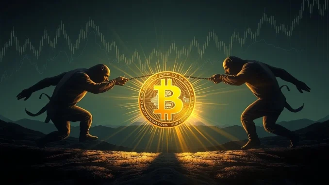 A visual representation of the Bitcoin Price tug-of-war, with market forces battling over the $115K level amidst rising open interest.