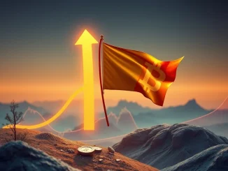 A chart showing a Bitcoin bull flag pattern, indicating potential for a significant Bitcoin price surge.