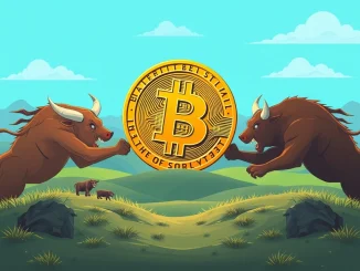 A visual representation of Bitcoin price trapped in consolidation, showing the intense battle between bullish and bearish forces in the crypto market.