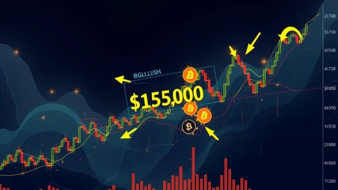 A chart showing the Bitcoin price fluctuating around $116,000, illustrating the ongoing BTC consolidation phase in the crypto market.