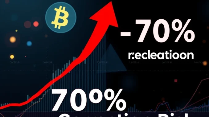 Chart showing Bitcoin price volatility with a whale's shadow, indicating potential short-term Bitcoin correction due to whale activity.