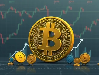 An image depicting Bitcoin price stagnation despite increased volume, with altcoins struggling in the crypto market.