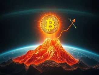 A visual representation of the Bitcoin price soaring amidst rising US national debt, illustrating its potential rally.