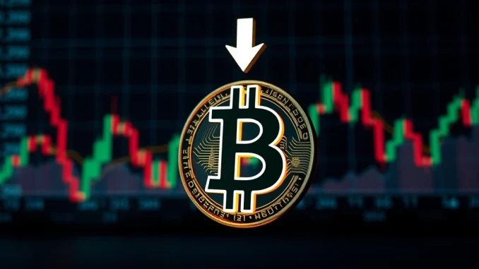 Bitcoin price chart showing a significant drop, indicating a recent BTC dip below $119,000.