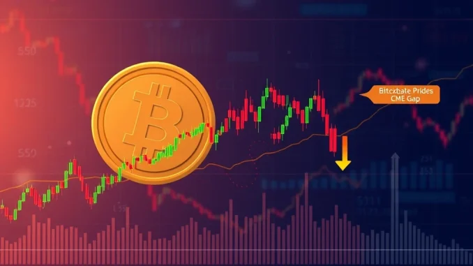 A red downward arrow piercing a Bitcoin symbol, illustrating the recent Bitcoin price dip amidst market fears and regulatory challenges.