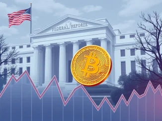 A visual representation of Bitcoin's price dip, showing its reaction to economic data and the Federal Reserve's stance on interest rates.
