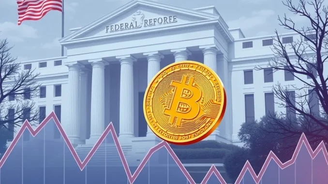 A visual representation of Bitcoin's price dip, showing its reaction to economic data and the Federal Reserve's stance on interest rates.