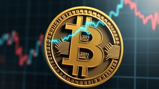 Chart showing a significant Bitcoin price drop below $121,000, indicating market volatility and a bearish trend.