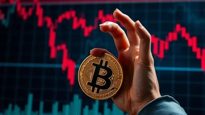 Graph showing a sharp Bitcoin price drop, illustrating the market's recent volatility and the BTC dip below $111,000.