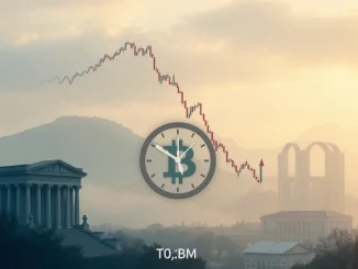 A digital chart showing a sharp drop in Bitcoin price, illustrating market caution driven by Fed policy and institutional crypto activity.