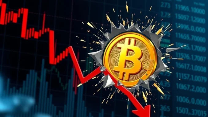 Bitcoin price crashing below $107,000 on a volatile market chart