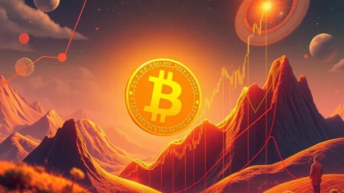 Bitcoin price surge depicted with charts and institutional investment symbols, highlighting the current bullish market momentum.