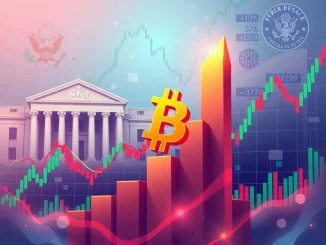 Visualizing the dynamic forces impacting Bitcoin price: Fed policy, Treasury decisions, and tariff disputes shaping the crypto market.