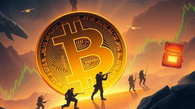 Chart showing a sharp drop in Bitcoin price, representing the market plunge after Galaxy Digital's sell-off and dormant wallet activity.