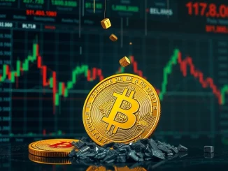 Chart depicting a sharp Bitcoin price drop below $120,000, illustrating the recent BTC fall and market volatility.