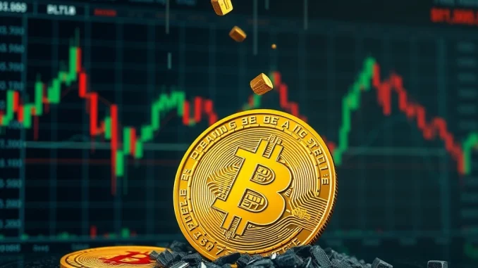 Chart depicting a sharp Bitcoin price drop below $120,000, illustrating the recent BTC fall and market volatility.