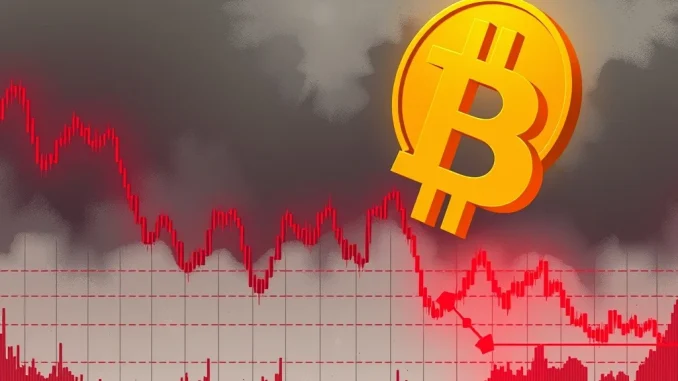 Chart illustrating Bitcoin's sharp decline below $122,000, signaling a significant Bitcoin price shift in the market.